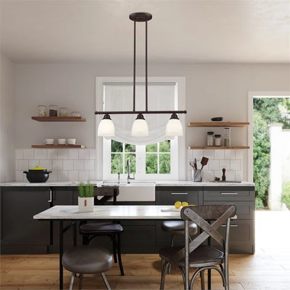 Livex Lighting Somerville 3-Light Metal Linear Chandelier in Bronze