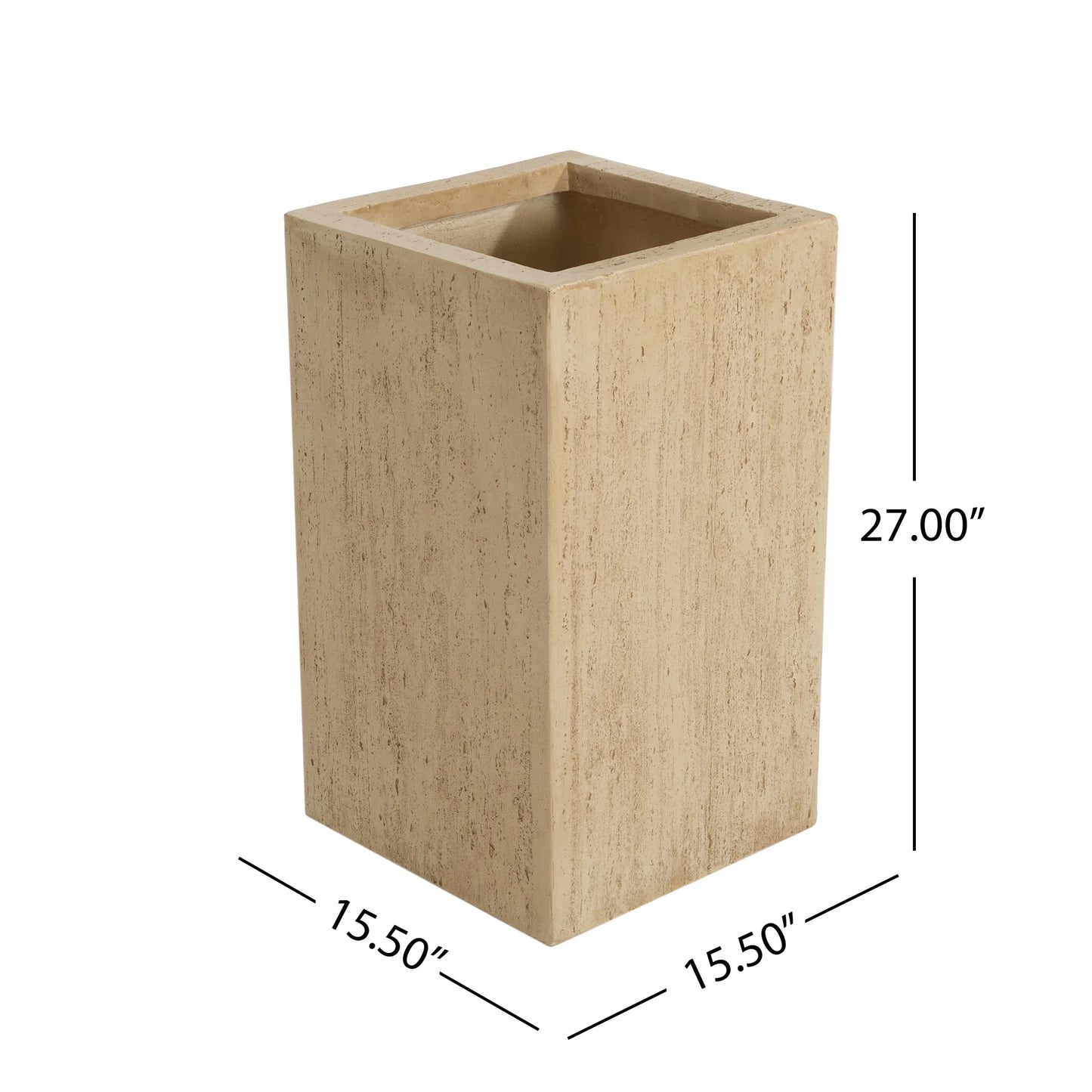 Christopher Knight Home Minimalist 27" H MGO Plant Box, Square Design, Indoor/Outdoor, Travertine Beige