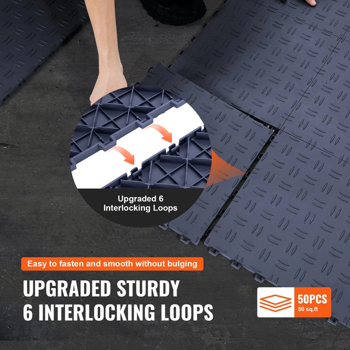 KFFKFF 12x12 in Garage Tile Interlocking Gray Pack of 50 Garage Floor Tiles