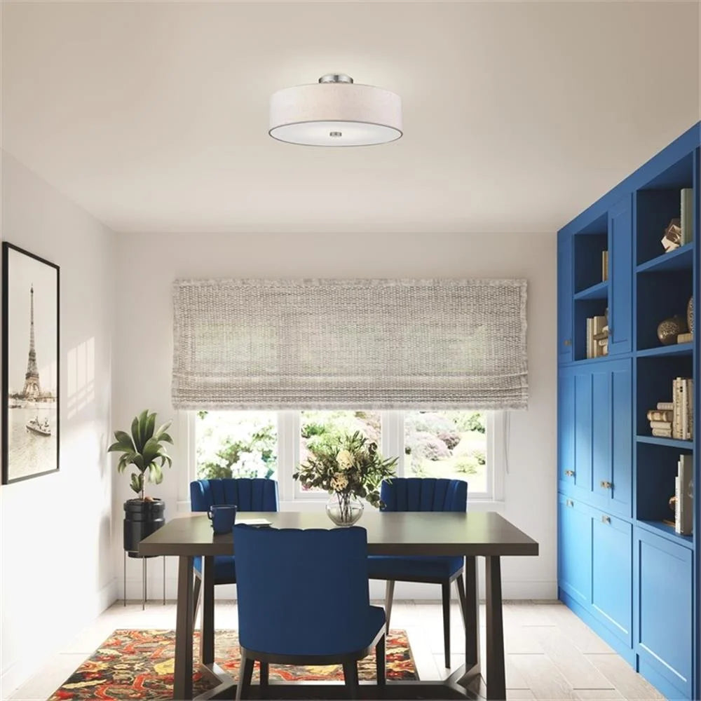 Livex Lighting Meridian 8" 4-Light Metal & Fabric Semi Flush in Brushed Nickel