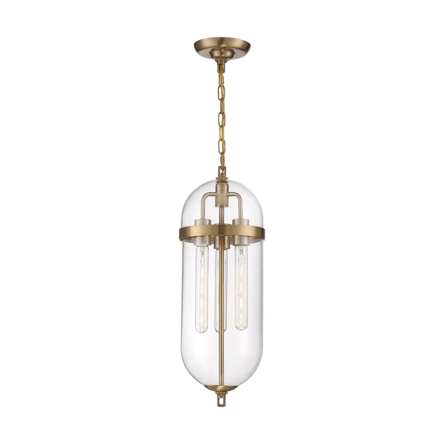 60/6913-Nuvo Lighting-Aurora-3 Light Pendant-8 Inches Wide by 23 Inches High-Vintage Brass Finish -Traditional Installation