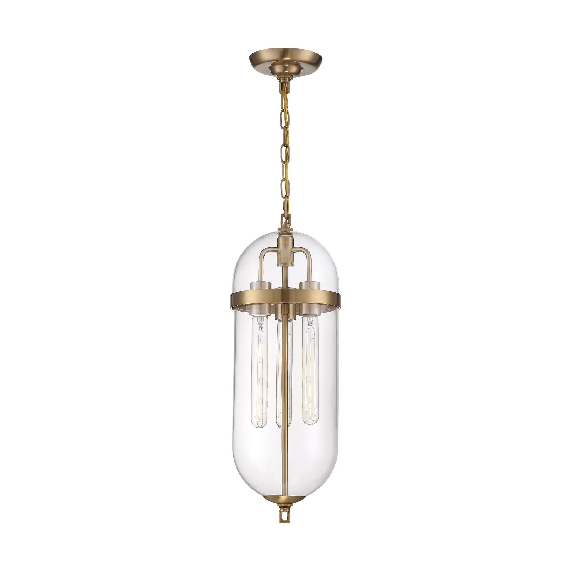 60/6913-Nuvo Lighting-Aurora-3 Light Pendant-8 Inches Wide by 23 Inches High-Vintage Brass Finish -Traditional Installation