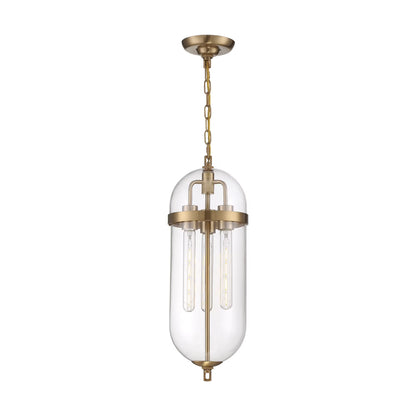 60/6913-Nuvo Lighting-Aurora-3 Light Pendant-8 Inches Wide by 23 Inches High-Vintage Brass Finish -Traditional Installation