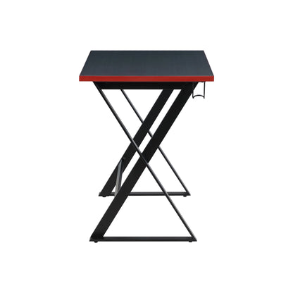 Gamer Gear Jr. Gaming Desk with LED Lighting, Teens and Kids, Red and Black