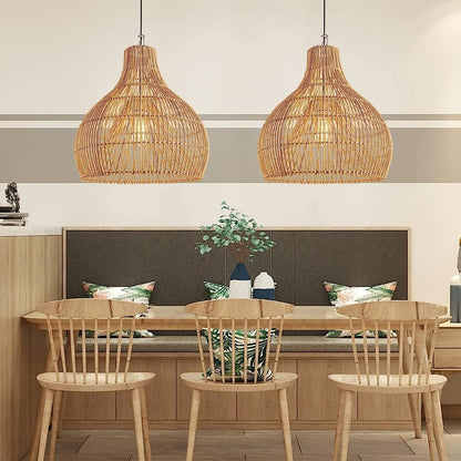 Arturesthome 1 Light Bohemian Pendant Light,Natural Rattan Materials Ceiling Chandelier Hanging Lamp Lighting Fixture for Hallway