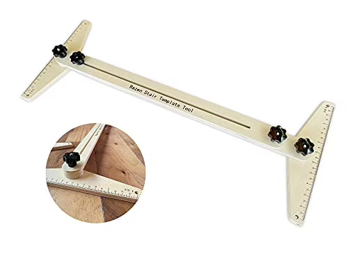 Stair Tread Template Tool Gen3.0, Wood Stair Jig for Measuring Shelf, Laminate Treads and Risers, Adjustable Stair Gauge from 30.25" to 49.25", Upgraded Screw Tightening