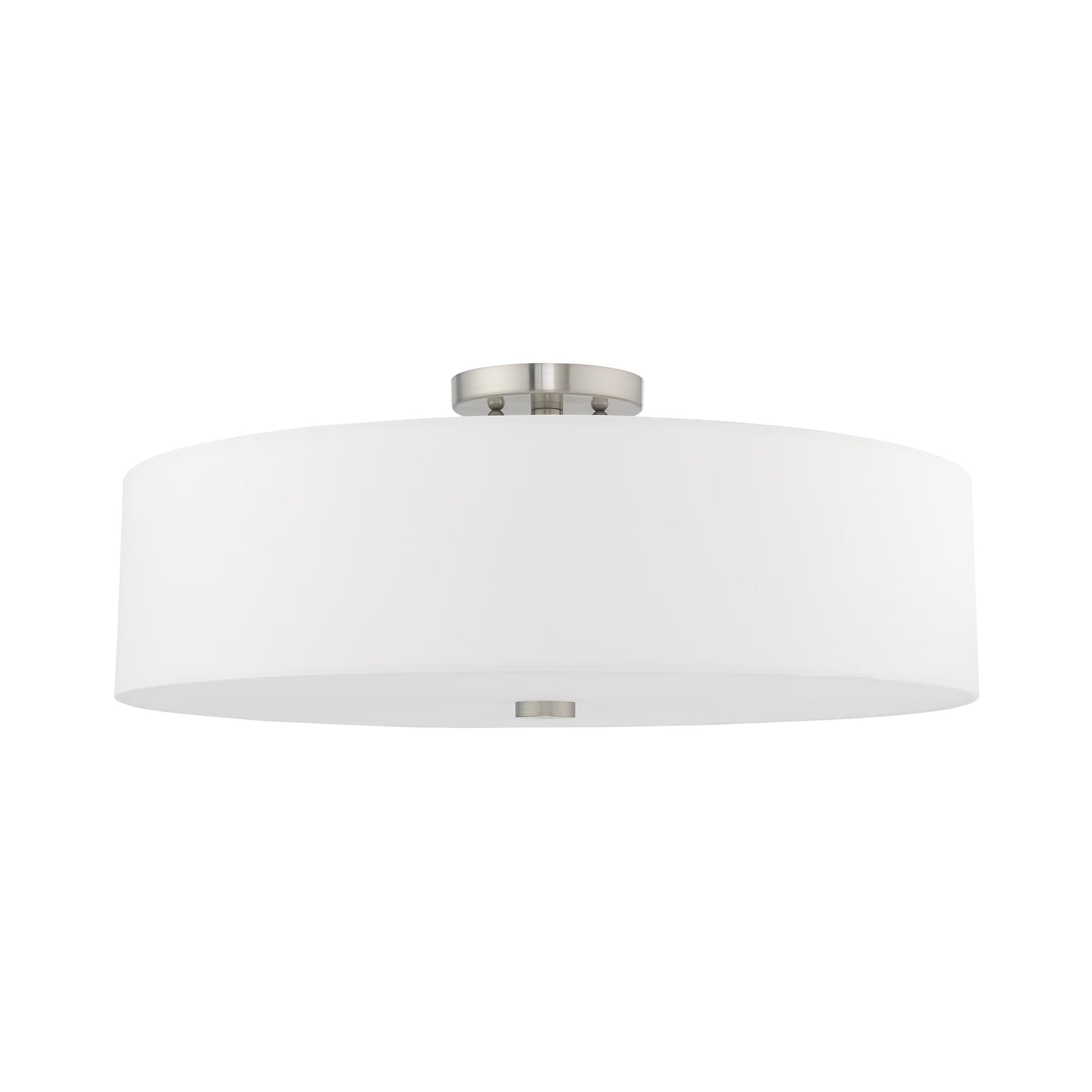Livex Lighting Meridian 9" 5-Light Metal & Fabric Semi Flush in Satin Brass