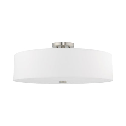 Livex Lighting Meridian 9" 5-Light Metal & Fabric Semi Flush in Satin Brass
