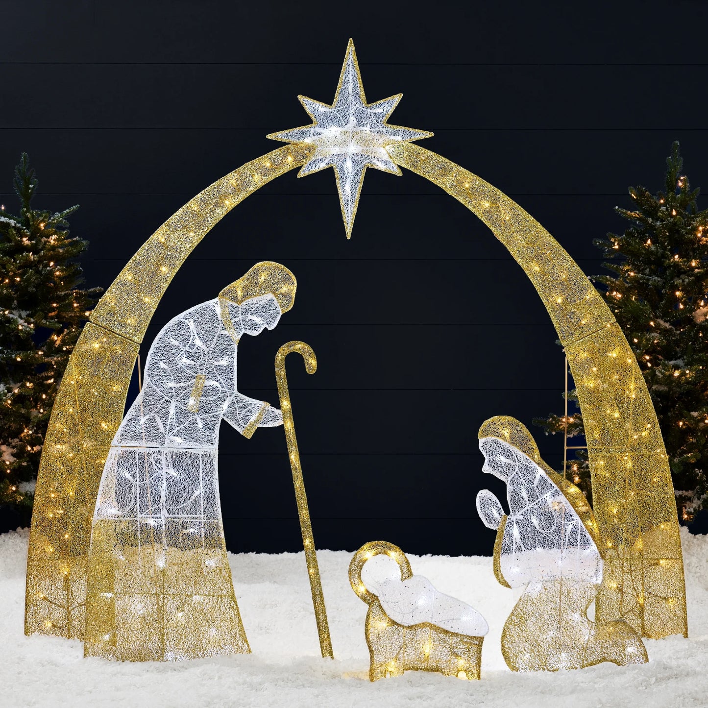Best Choice Products 4.5ft Lighted 2D Christmas Nativity Scene Outdoor Yard Decor w/115 Twinkling LED Lights