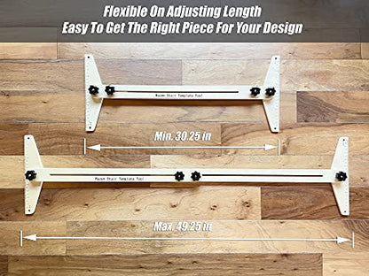 Stair Tread Template Tool Gen3.0, Wood Stair Jig for Measuring Shelf, Laminate Treads and Risers, Adjustable Stair Gauge from 30.25" to 49.25", Upgraded Screw Tightening