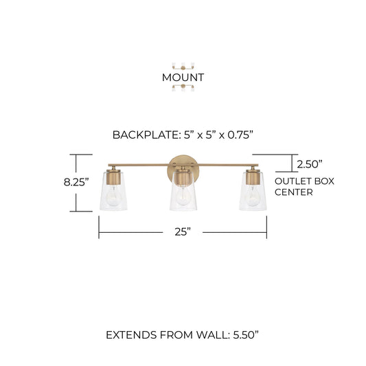 Capital Lighting 148631-537 Portman 3 Light 25" Wide Vanity Light - Nickel