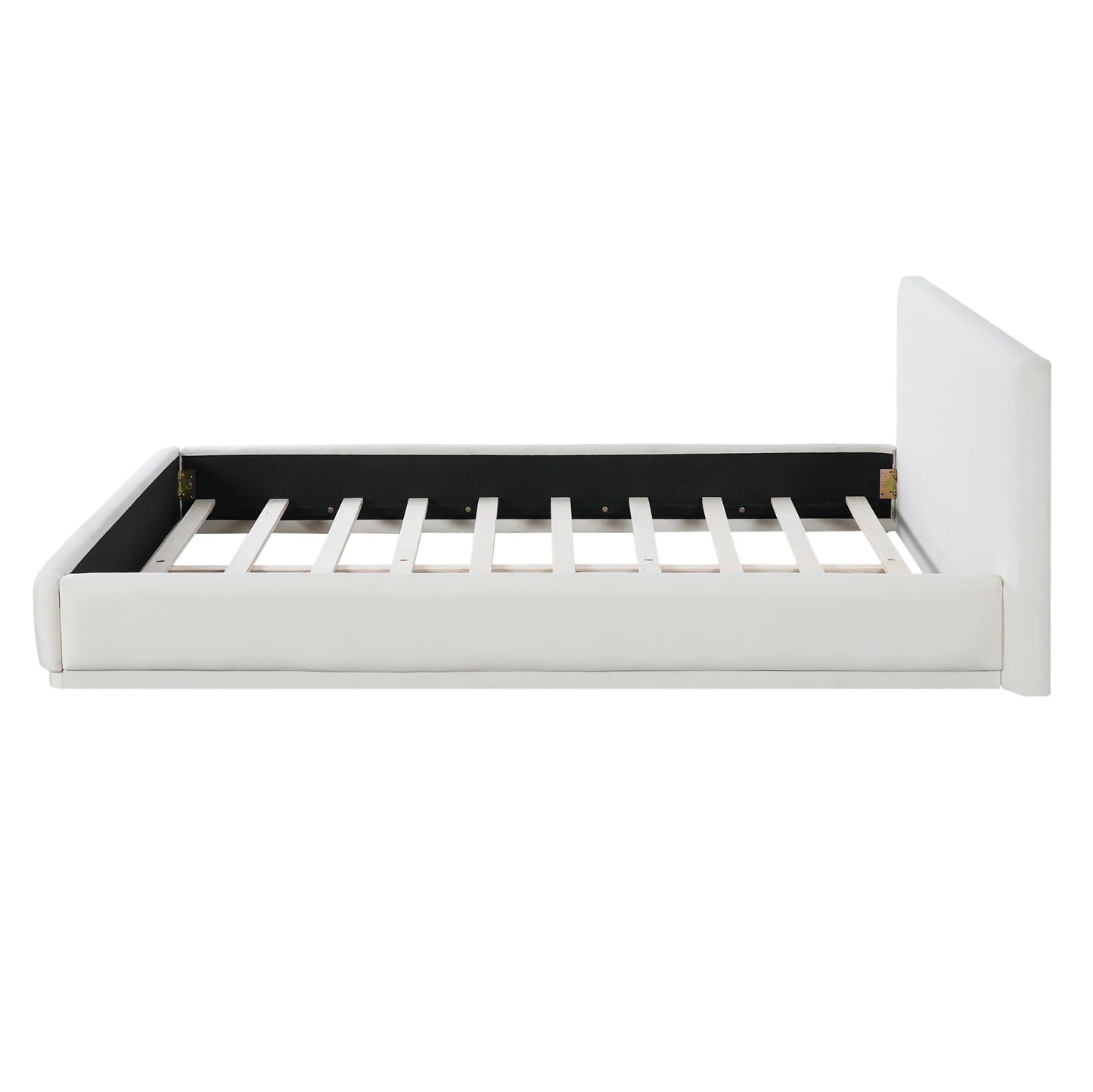 Christopher Knight Home Velvet Upholstered QueenBed, Solid Wood Platform Bed Frame, White