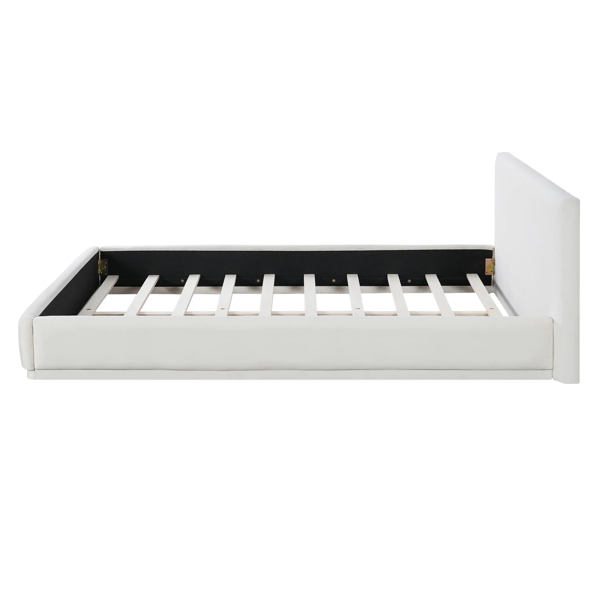 Christopher Knight Home Velvet Upholstered QueenBed, Solid Wood Platform Bed Frame, White
