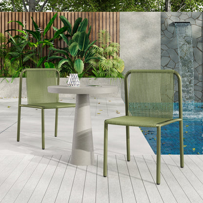 Christopher Knight Home Modern Rattan Patio Dining Chairs, Metal Frame, Green, Set of 2