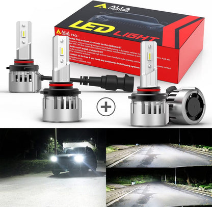 Alla Lighting 9006(HB4) 9005(HB3_ LED Headlights Bulbs Combo High Beam, Low Beam Replacement, 6000K-6500K Xenon White Xtreme Super Bright Conversion Kits