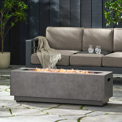 Christopher Knight Home Wellington Outdoor 50,000 BTU Rectangular Fire Pit (No Tank Holder) by Brushed Brown