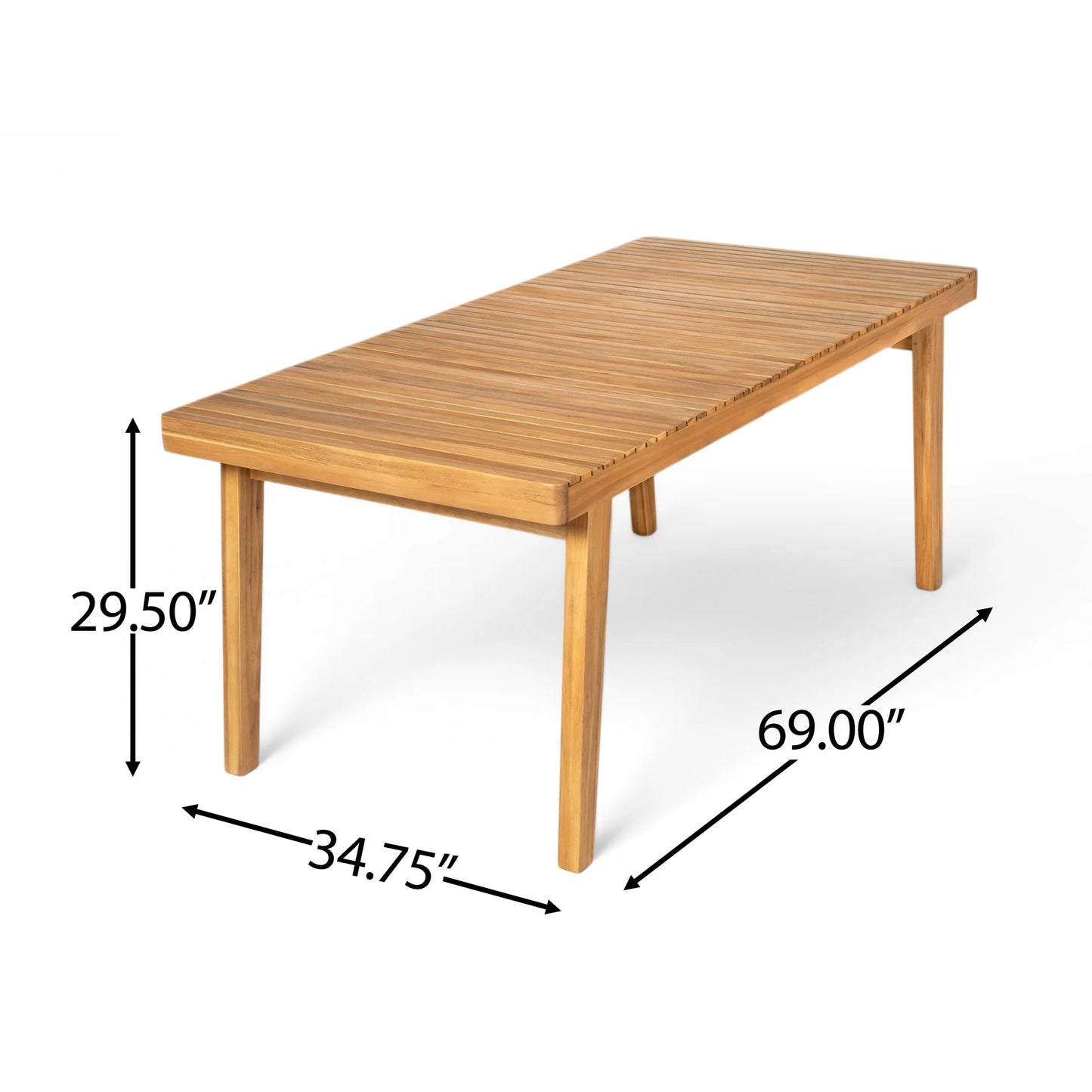 Christopher Knight Home 69" Outdoor Dining Table, Wood Rectangular Patio Table with Slatted Top, Natural