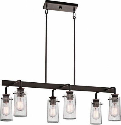 43059OZ-Kichler Lighting-Braelyn - 6 Light Linear Chandelier - with Vintage Industrial inspirations - 11.5 inches tall by 15 inches wide-Olde Bronze