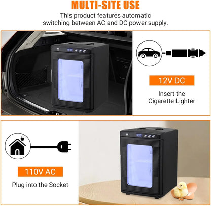 Garvee 25L Reptile Incubator for Hatching Eggs - Portable Scientific Laboratory Incubator, Temperature Controlled 10° C-60° C for Small Reptiles, Cooling and Heating Digital Incubator, 12V/110V Black