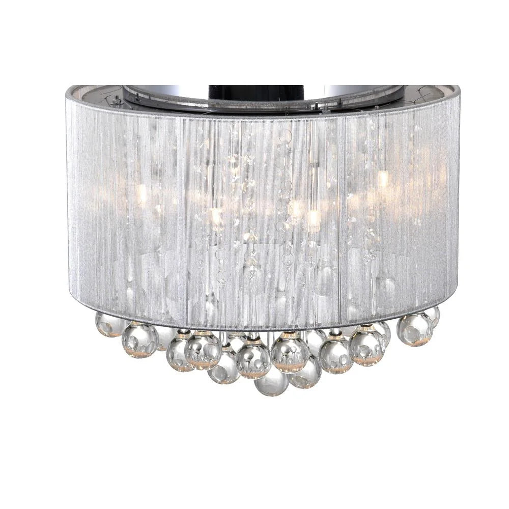 CWI Lighting Water Drop 4 Light Drum Shade Metal Flush Mount in Chrome