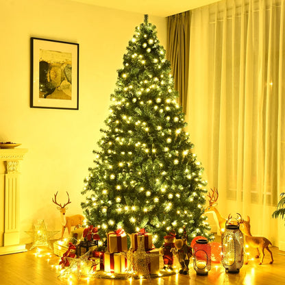 Costway 7Ft Pre-Lit PVC Hinged Christmas Tree 300 LED Lights Green