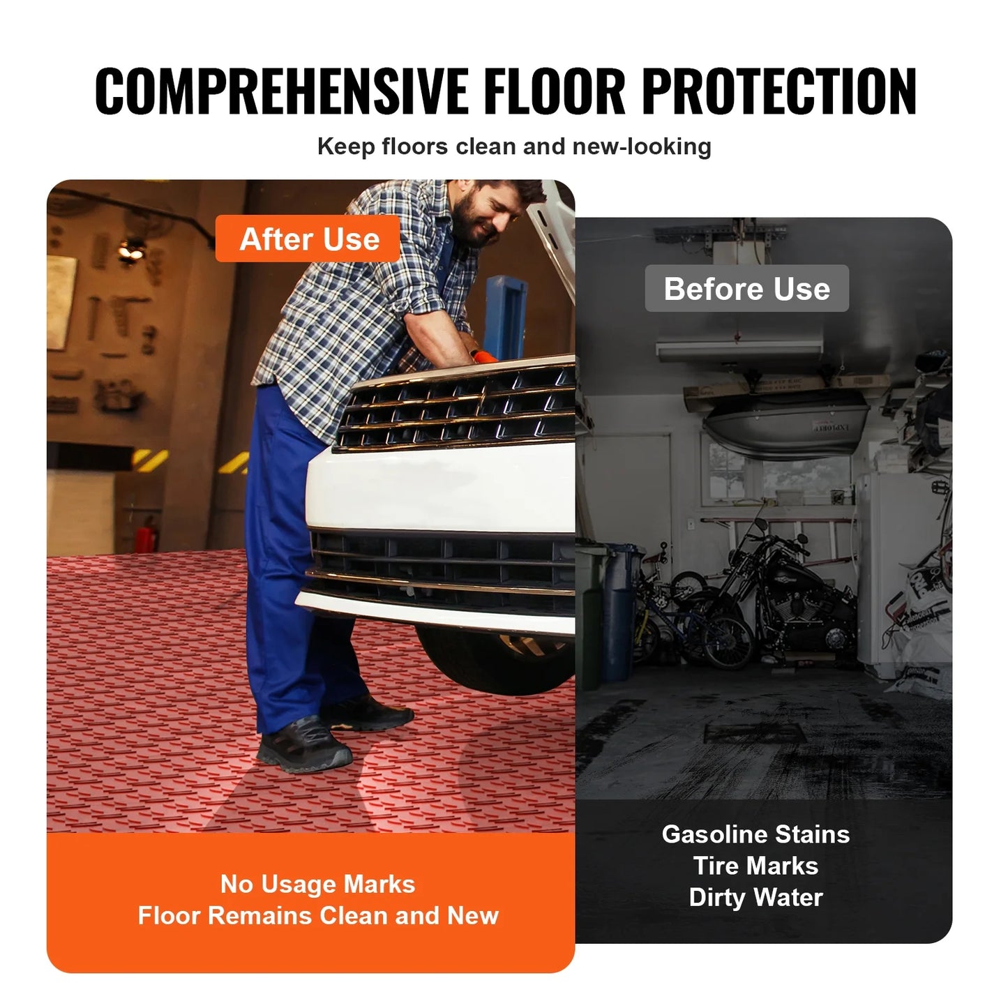 KFFKFF 50 Pack Garage Tiles Interlocking 12x12 Inch Garage Floor Tiles Red