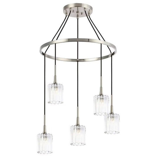 Woodbridge Lighting Regent Park 5Lt Glass Chandelier in Satin Nickel/Swizzle