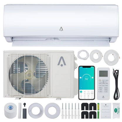 12000BTU Mini Split AC/Heating System, 19 SEER 230V Split AC Unit Cools Up to 750 Sq. Ft, Wifi Enabled Mini Split Heating and Cooling Compatible with Alexa, Installation Kit