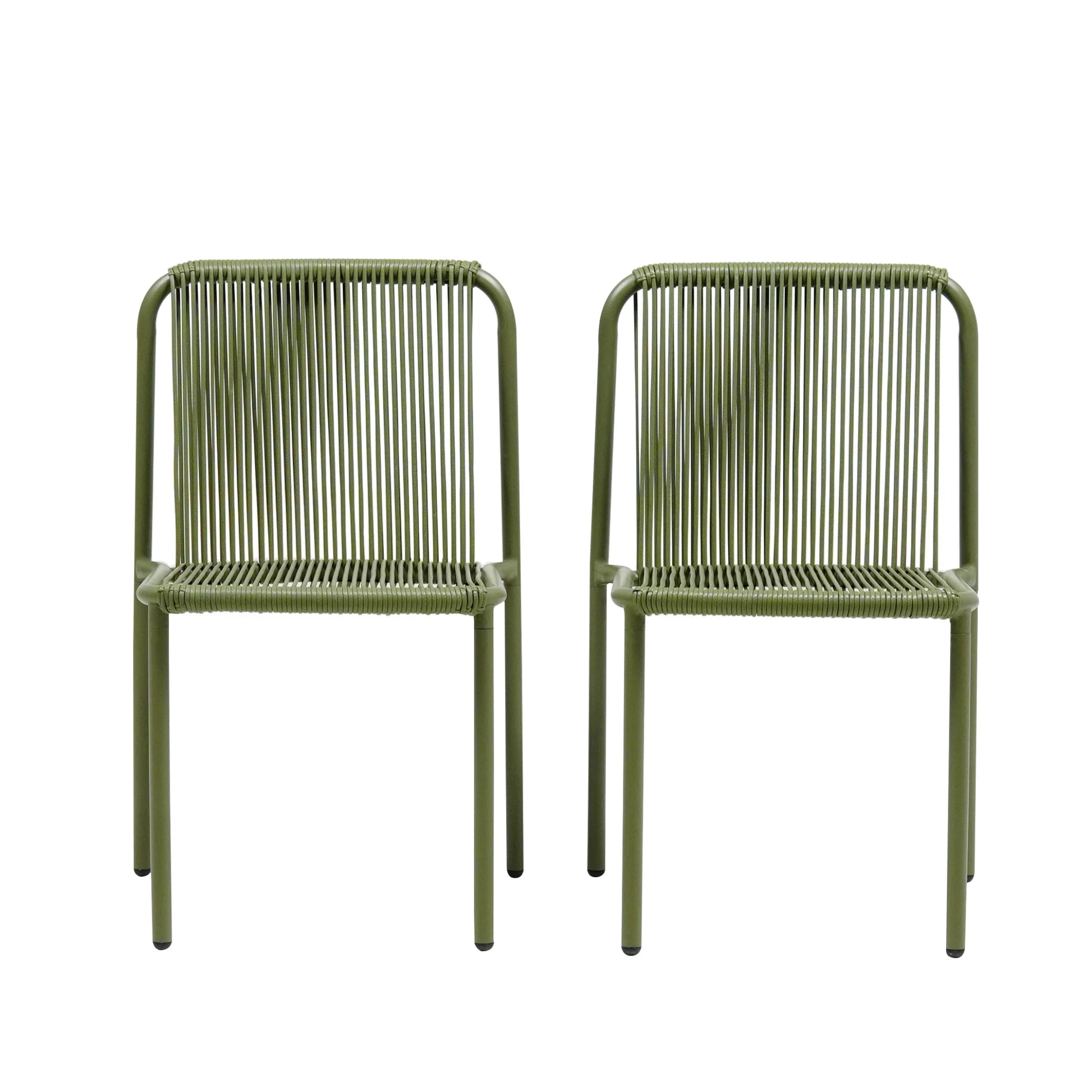Christopher Knight Home Modern Rattan Patio Dining Chairs, Metal Frame, Green, Set of 2