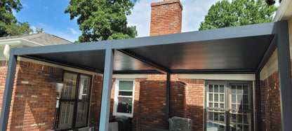Freestanding Villa Pergola with Motorization and LED Lighting Included, 19' x 13', White