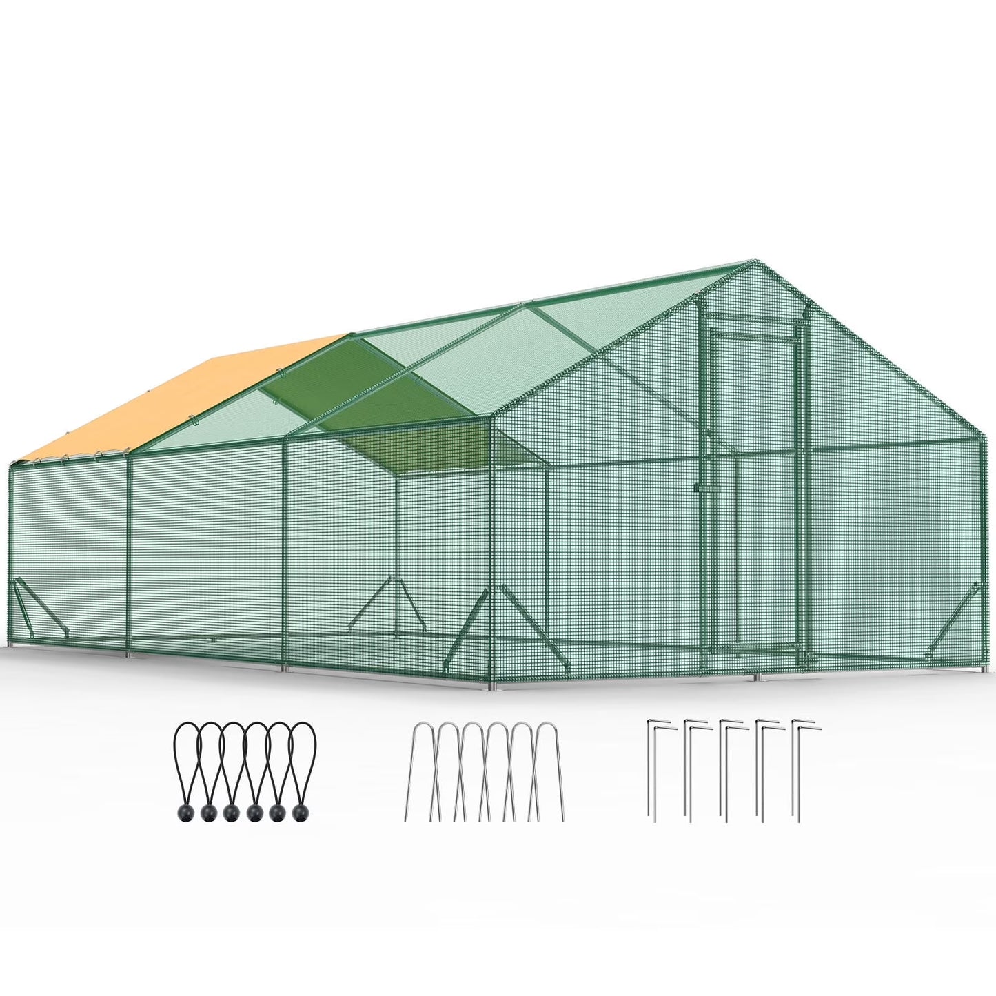 Quictent Premium Large Metal Chicken Coop Run Upgraded with Galvanized Hardware Cloth & 1.26" Reinforced Metal Tube, Walk-in Poultry Cage for Outdoor Yard Farm, 19.7x9.8x6.6FT