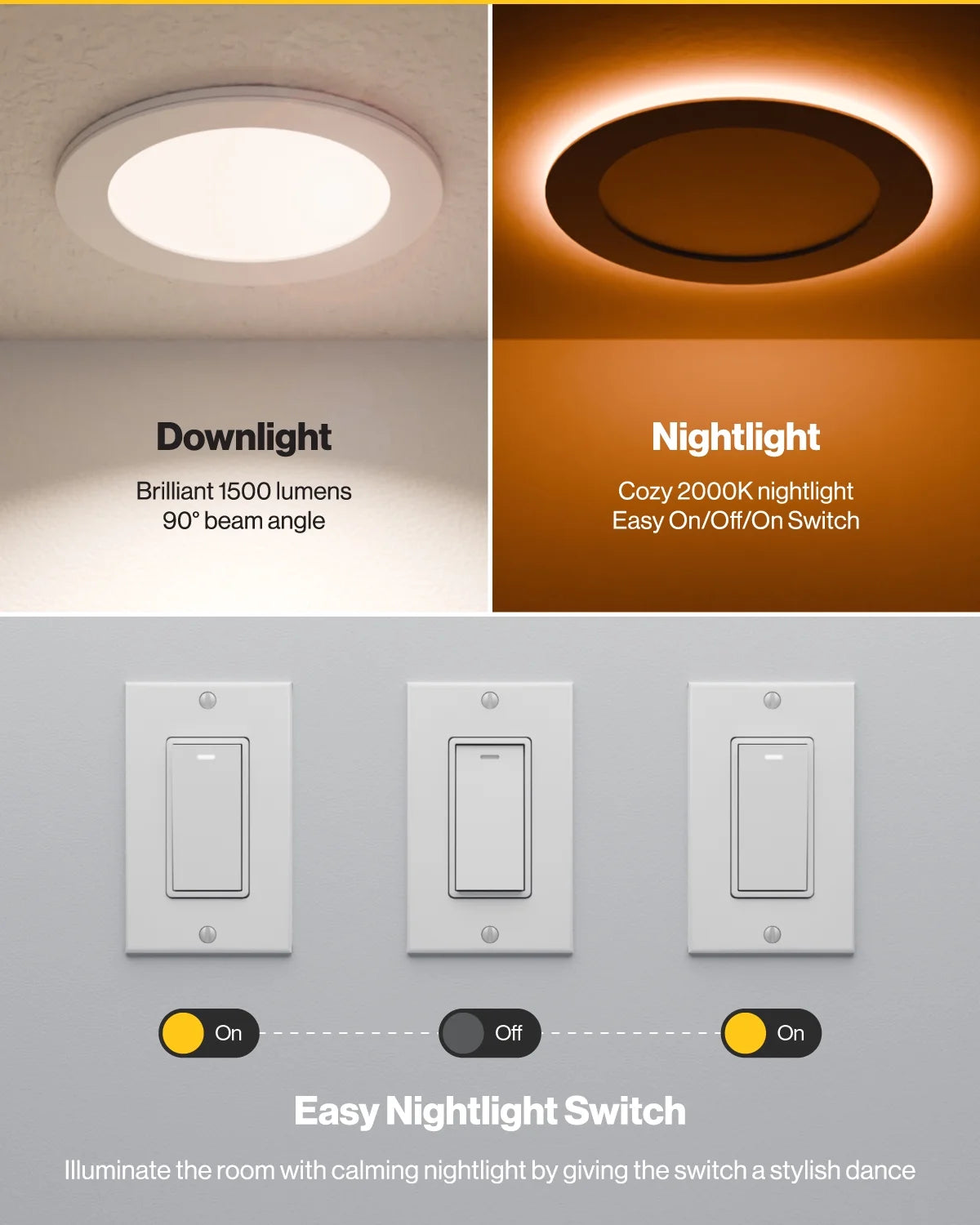 Sunco 12 Pack 6 Inch LED Recessed Light with Night Light, Canless Recessed Lighting, 1500 LM, 15W (150W Equivalent), Selectable CCT 2700K/3000K/4000K/5000K/6000K, Dimmable, with Junction Box