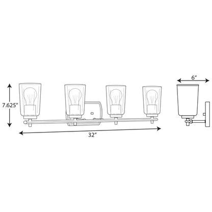 P300157-009-Progress Lighting-Adley - 4 Light - Cylinder Shade in New Traditional and Transitional and Traditional style - 32 Inches wide by 7.63