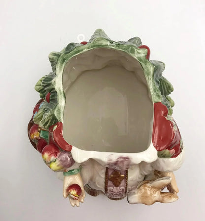 Cosmos Gifts 10545 Fine Ceramic Victorian Harvest Santa with Deer and Christmas Tree Cookie Jar, 11-1/4" H