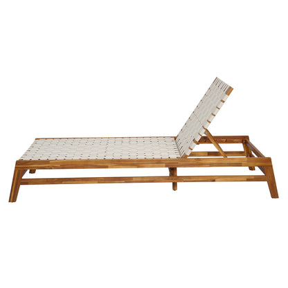 Christopher Knight Home Outdoor Wood Chaise Lounge Chair, Adjustable 4-Position Recliner with Rope Seat, Teak