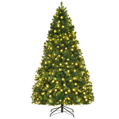 Costway 7Ft Pre-Lit PVC Hinged Christmas Tree 300 LED Lights Green