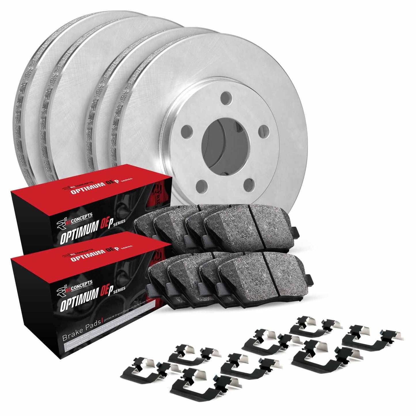 R1 Concepts Front Rear Brakes and Rotors Kit |Front Rear Brake Pads| Brake Rotors and Pads| Optimum OEp Brake Pads and Rotors |Hardware Kit WFUH2-59053