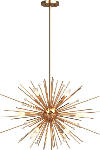 Volume Lighting Alice 12-Light Indoor Antique Gold Down Rod Chandelier - 29.5"x18"