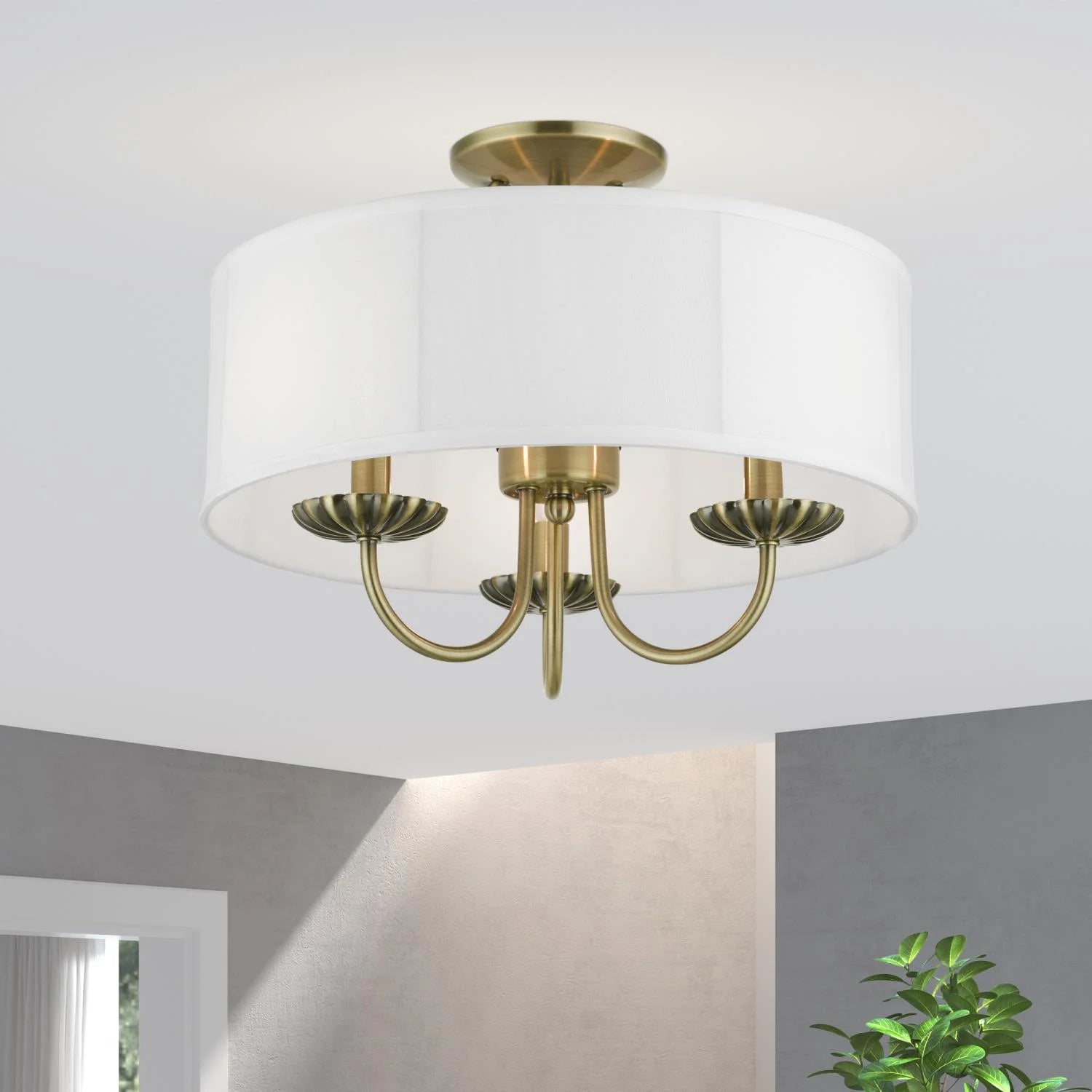 Livex Lighting - Brookdale - 3 Light Semi-Flush Mount In Transitional Style-12