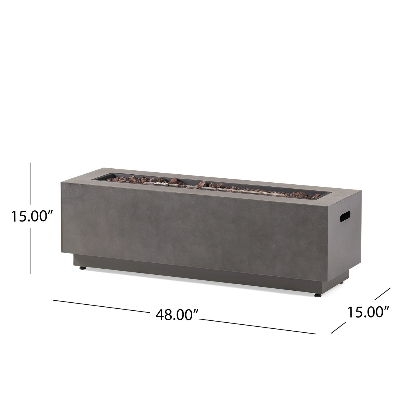 Christopher Knight Home Wellington Outdoor 50,000 BTU Rectangular Fire Pit (No Tank Holder) by Brushed Brown