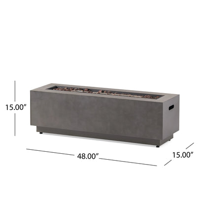 Christopher Knight Home Wellington Outdoor 50,000 BTU Rectangular Fire Pit (No Tank Holder) by Brushed Brown