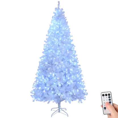 Ktaxon 9 FT Pre-Lit Christmas Tree, Hinged Xmas Pine Tree with 2000 Branch Tips, 650 Lights and Remote Control for Holiday Party Office Home, White