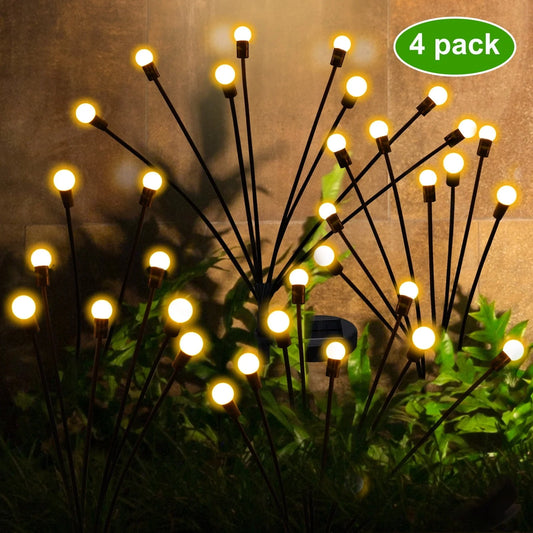 ThorFire 4pcs Solar Garden Lights 8 Head 2 Modes IP65 Waterproof Landscape Lighting Solar Powered Wind-Driven Swing Warm Light for Patio Pathway Yard Walkway