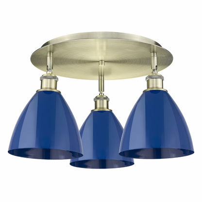 516-3C-AB-MBD-75-BL-Innovations Lighting-Ballston Dome - 3 Light Flush Mount In Industrial Style-10 Inches Tall and 19.25 Inches Wide-Antique Brass