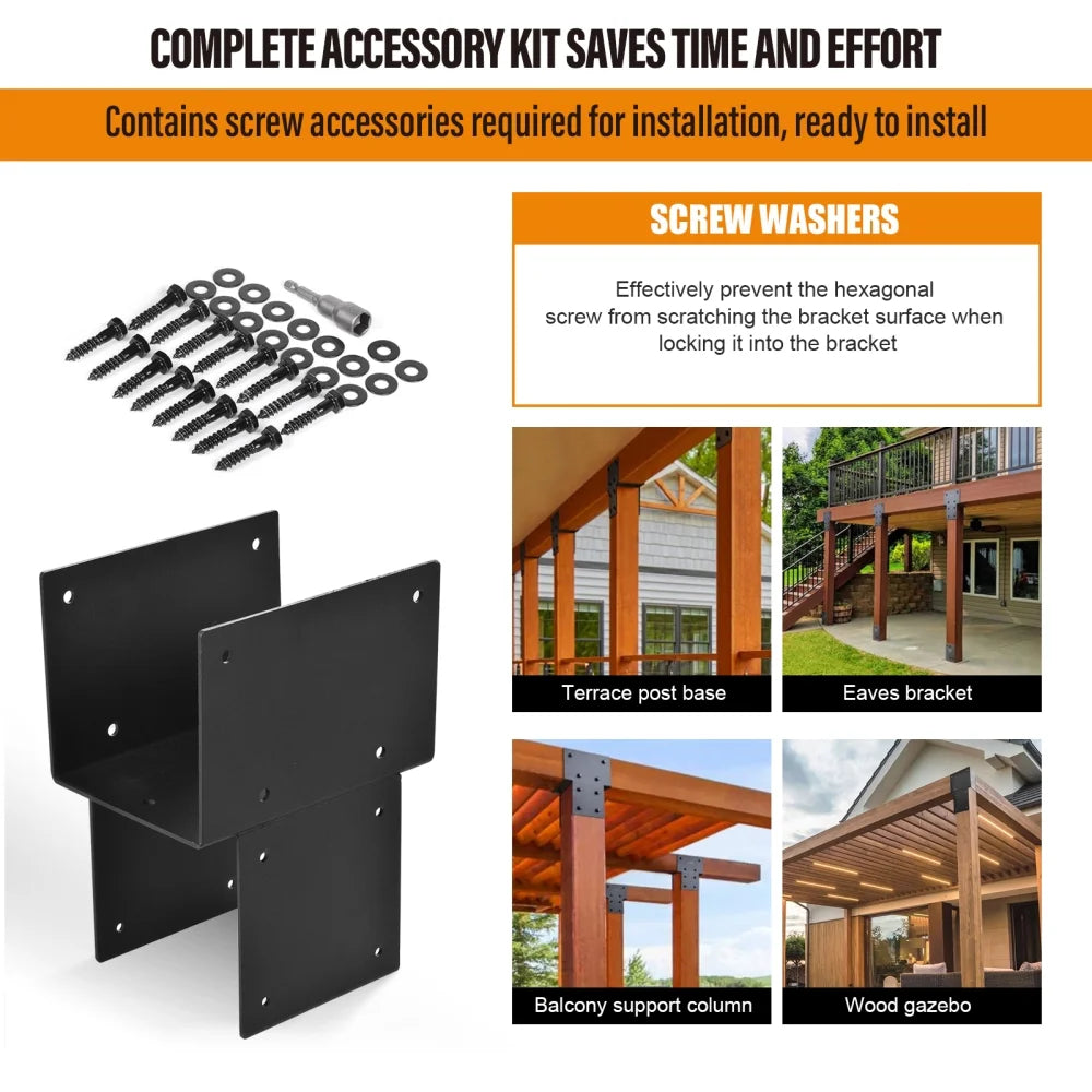 Pergola Brackets Galvanized Steel Pergola Kits 4 Pieces Fit Connecting Wooden Deck Patio Post Heavy Duty Set Hardware for Gazebo Porches approving