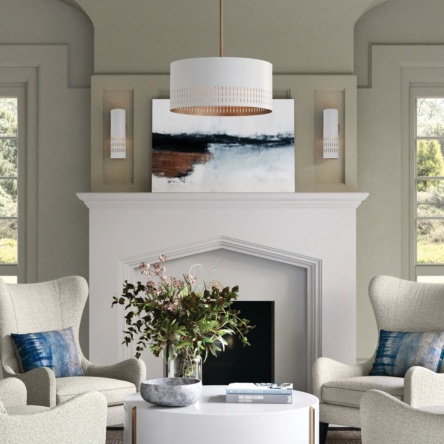 3 Light Pendant In Art Deco Style-8 Inches Tall And 20.25 Inches Wide -Traditional Installation Capital Lighting 350233Aw