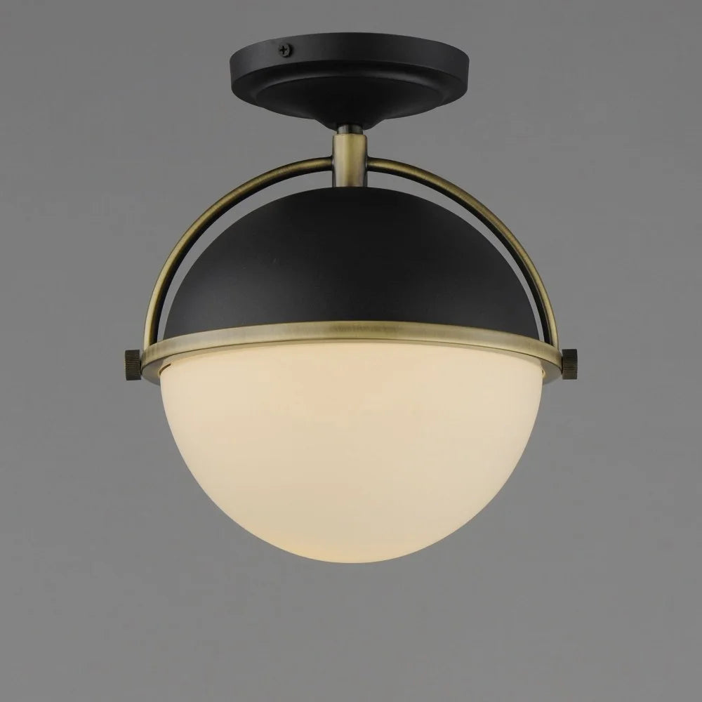 12410SWSNSBR-Maxim Lighting-Duke - 1 Light Semi-Flush Mount-10.75 Inches Tall and 9.5 Inches Wide-Satin Nickel/Satin Brass Finish