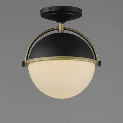 12410SWSNSBR-Maxim Lighting-Duke - 1 Light Semi-Flush Mount-10.75 Inches Tall and 9.5 Inches Wide-Satin Nickel/Satin Brass Finish
