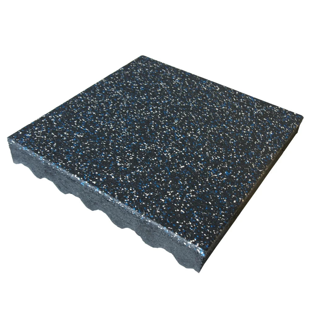 Rubber-Cal "Eco-Safety" Interlocking Playground Tiles - 3 x 19.5 x 19.5 Inch - 40 Pack - 111 Square Feet Coverage - Blue/White Speckled