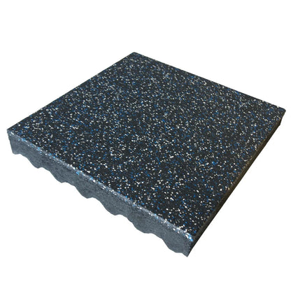 Rubber-Cal "Eco-Safety" Interlocking Playground Tiles - 3 x 19.5 x 19.5 Inch - 40 Pack - 111 Square Feet Coverage - Blue/White Speckled